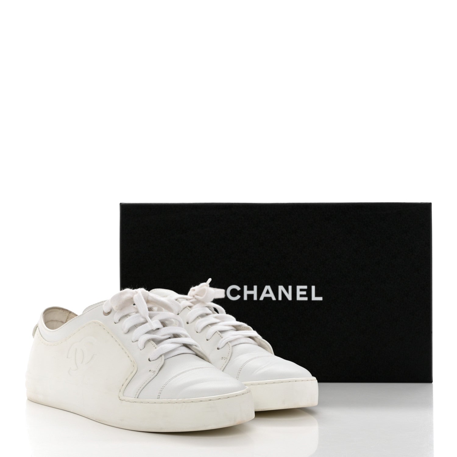 Chanel Calfskin Gum Womens CC Sneakers 39 White 13 of 13