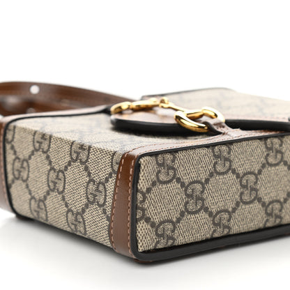 Gucci GG Supreme Monogram Mini Horsebit 1955 Crossbody Bag Beige Brown Sugar 10 of 10