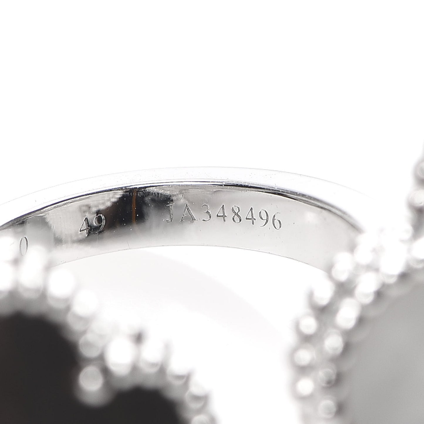 18K White Gold Mother of Pearl Magic Alhambra Between the Finger Ring 48 4.5