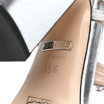 Gucci Nappa Silk Crystal Bertie High Heel Sandals 35.5 Argento 8 of 10