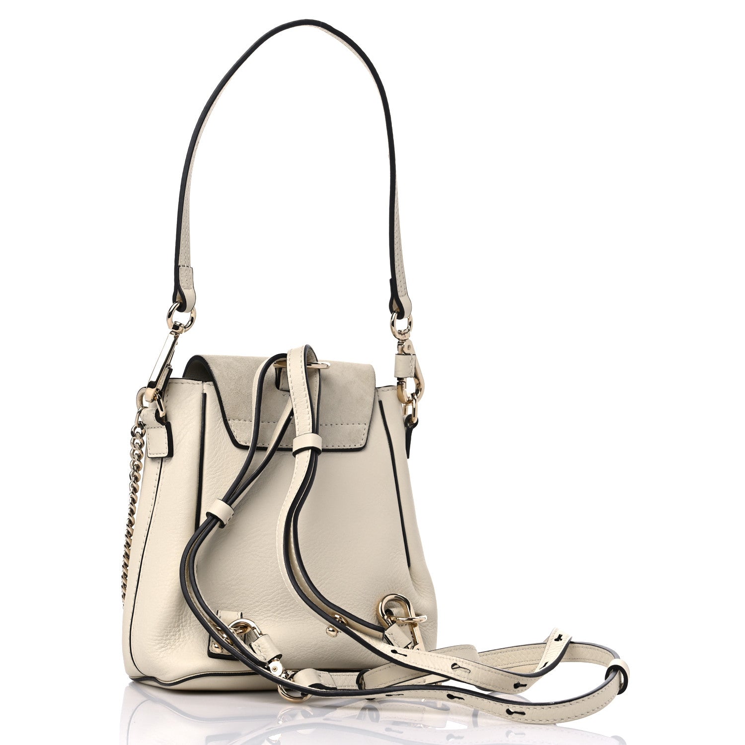 Chloe Suede Calfskin Mini Faye Backpack Off White 3 of 9