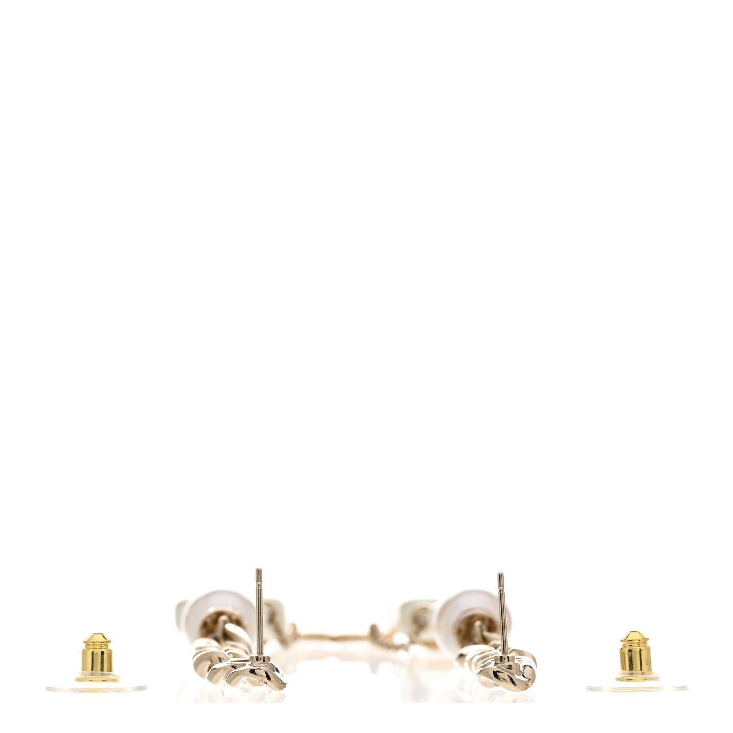 Chanel Pearl Resin Crystal CC No 5 Perfume Bottle Chain Drop Earrings Gold Pearly White 3 of 5