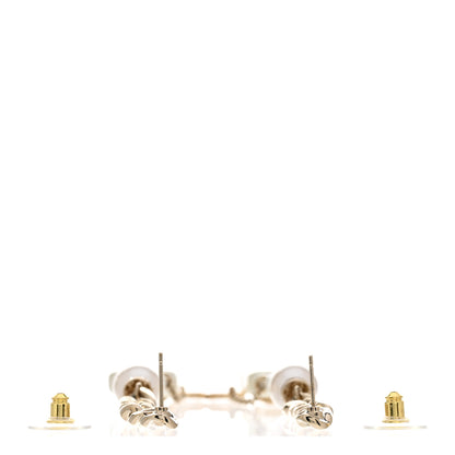 Chanel Pearl Resin Crystal CC No 5 Perfume Bottle Chain Drop Earrings Gold Pearly White 3 of 5