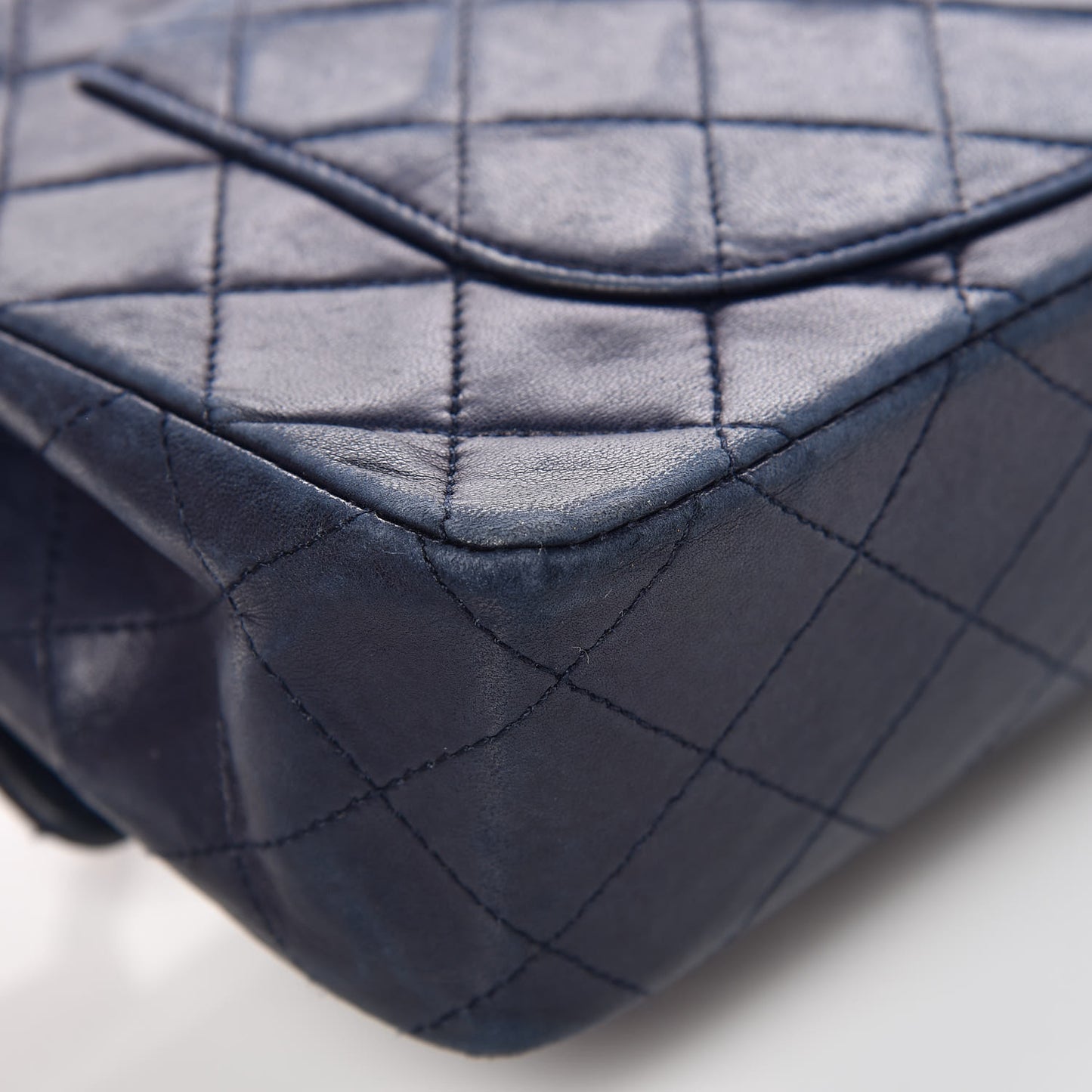 Lambskin Quilted Small Double Flap Navy
