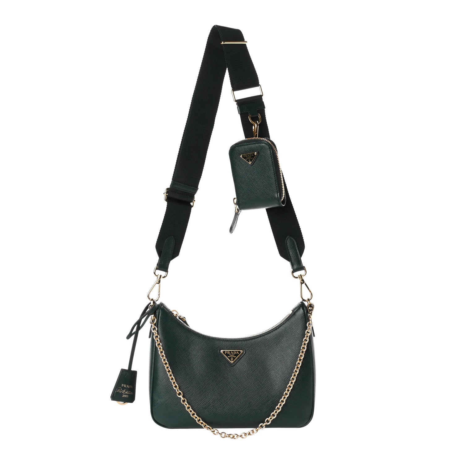 Prada Saffiano Lux Re-Edition 2005 Shoulder Bag Smeraldo 1 of 4