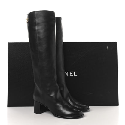 Chanel Calfskin CC High Boots 37.5 Black 8 of 8