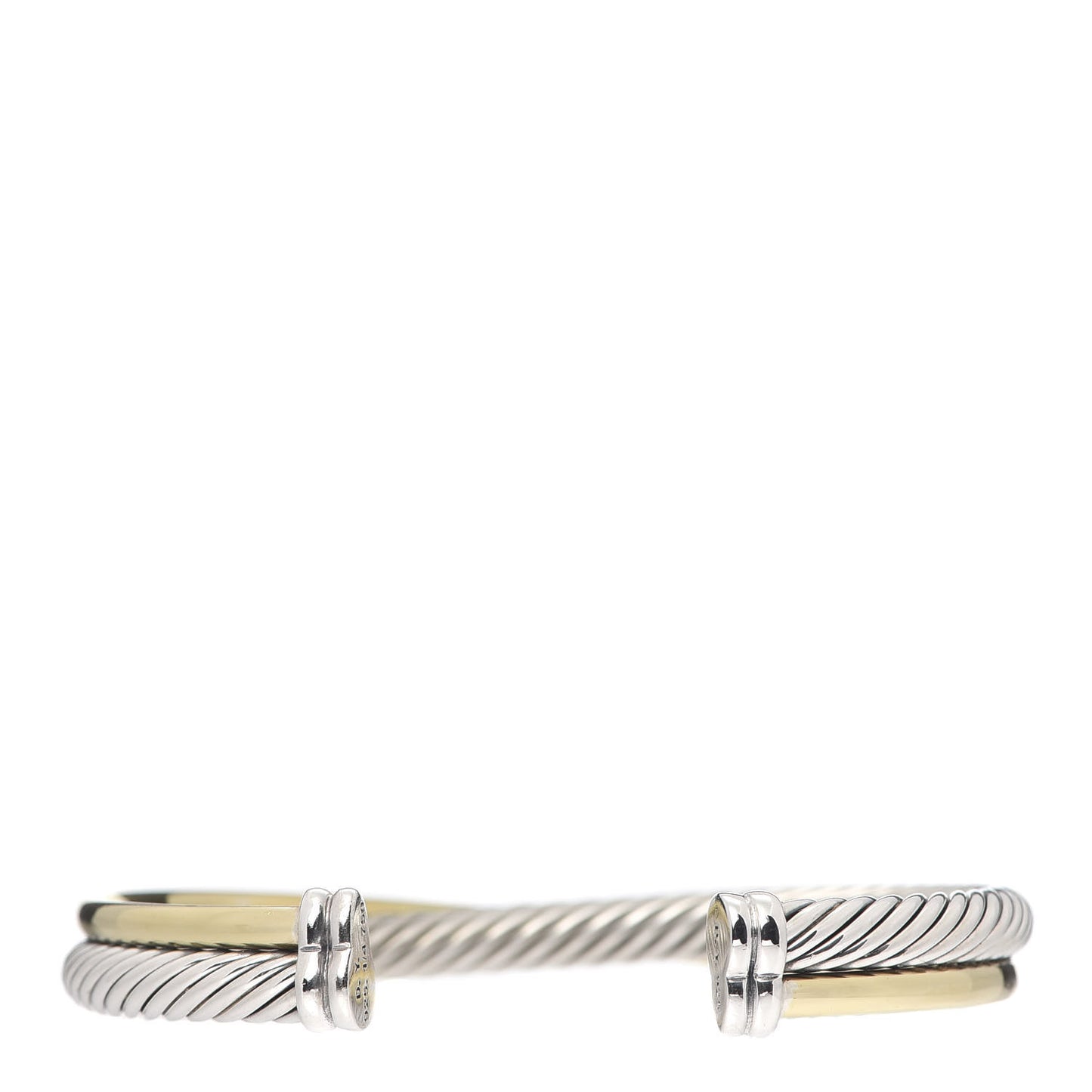 Sterling Silver 18K Yellow Gold 5mm Crossover Cuff Bracelet