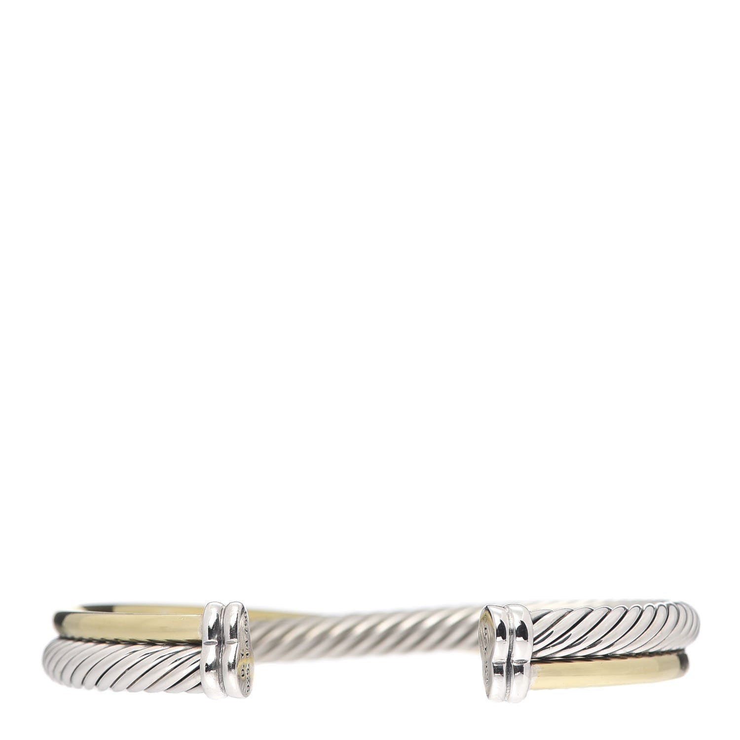 David Yurman Sterling Silver 18K Yellow Gold 5mm Crossover Cuff Bracelet 3 of 5