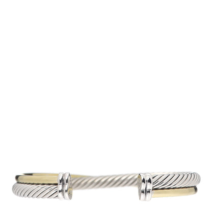 David Yurman Sterling Silver 18K Yellow Gold 5mm Crossover Cuff Bracelet 3 of 5