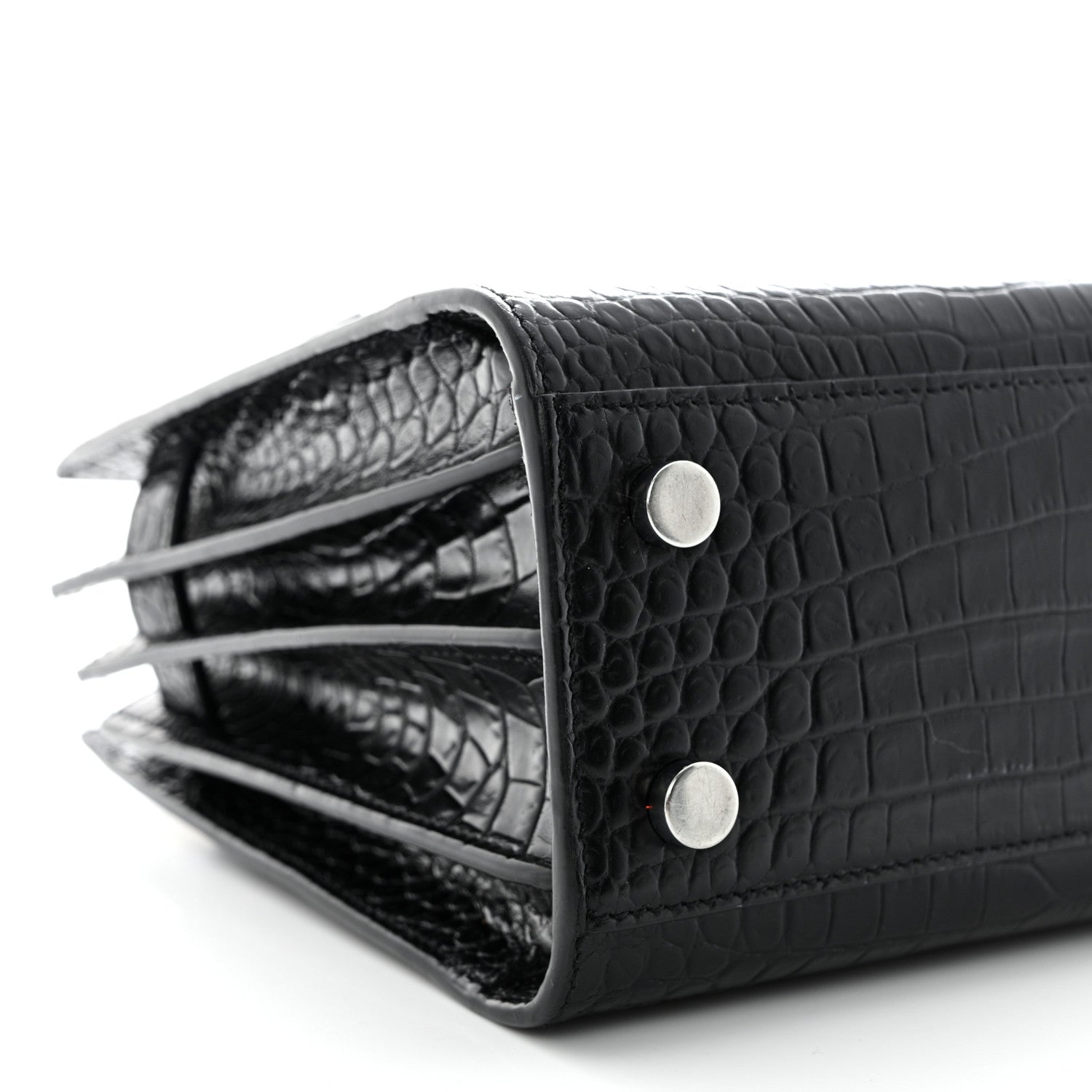 Saint Laurent Calfskin Crocodile Embossed Nano Sac De Jour Black 9 of 11