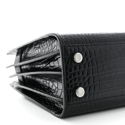 Saint Laurent Calfskin Crocodile Embossed Nano Sac De Jour Black 9 of 11
