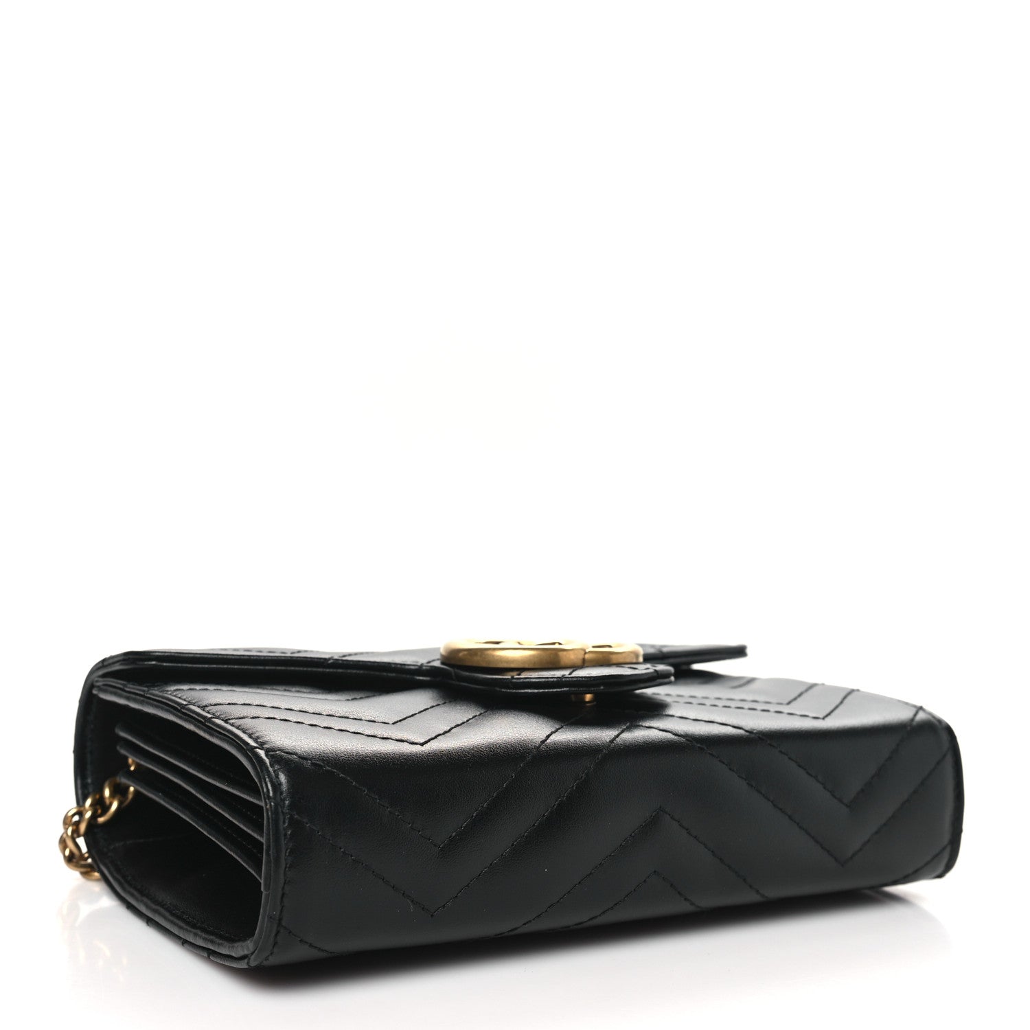 Gucci Calfskin Matelasse GG Marmont Chain Wallet Black 4 of 10