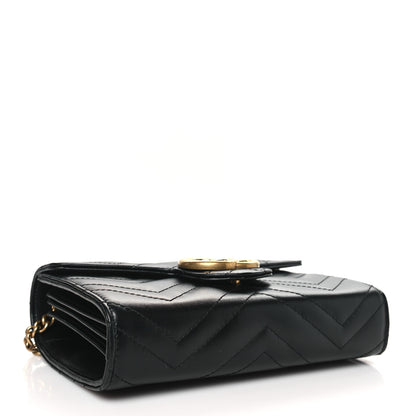 Gucci Calfskin Matelasse GG Marmont Chain Wallet Black 4 of 10