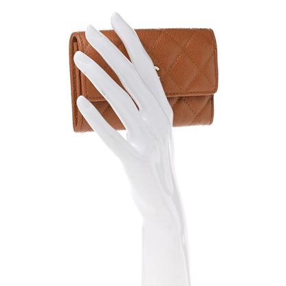Chanel Caviar Quilted Card Holder Light Brown 2 of 9
