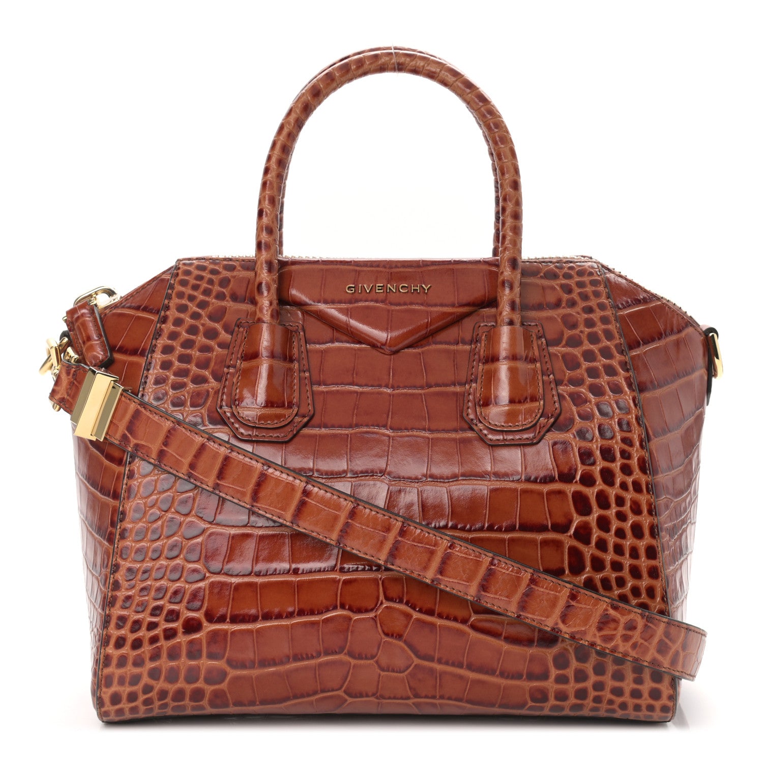 Givenchy Calfskin Crocodile Embossed Small Antigona Cognac 1 of 11