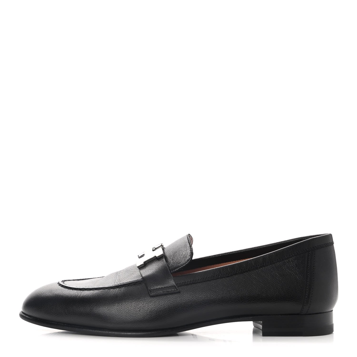 Hermes Goatskin Womens Paris Loafers 38 Black 1 of 9