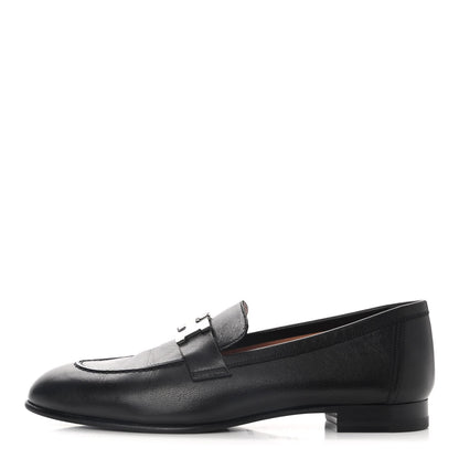 Hermes Goatskin Womens Paris Loafers 38 Black 1 of 9