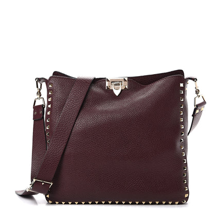 Valentino Garavani Pebbled Calfskin Large Rockstud Flip-Lock Messenger Bag Vinaccia 1 of 10