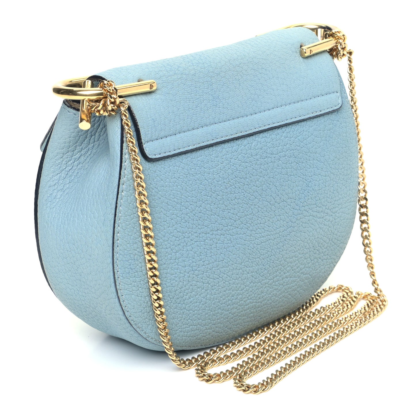 Grained Lambskin Mini Drew Shoulder Bag Cloudy Blue