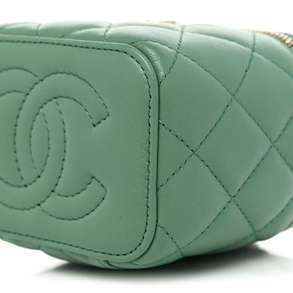 Chanel Lambskin Quilted Pearl Crush Mini Vanity Case With Chain Dark Green 8 of 9