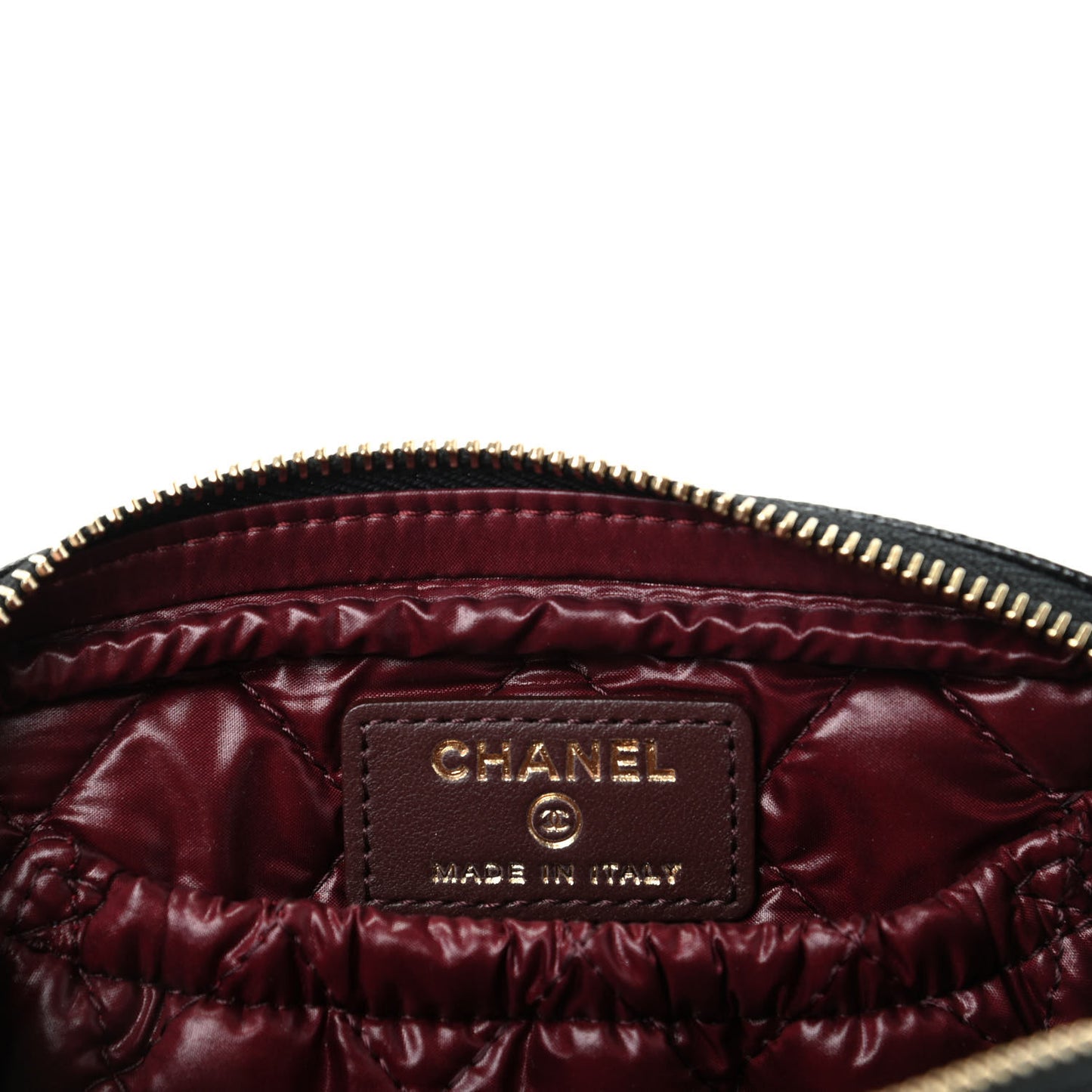 Caviar Quilted Small Curvy Pouch Cosmetic Case Black