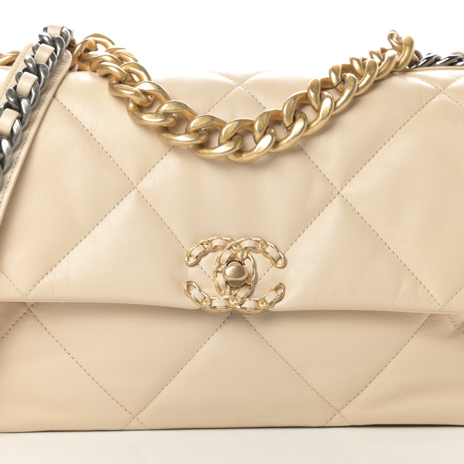 Chanel Lambskin Quilted Large Chanel 19 Flap Beige 8 of 10