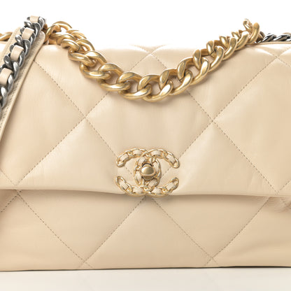 Chanel Lambskin Quilted Large Chanel 19 Flap Beige 8 of 10