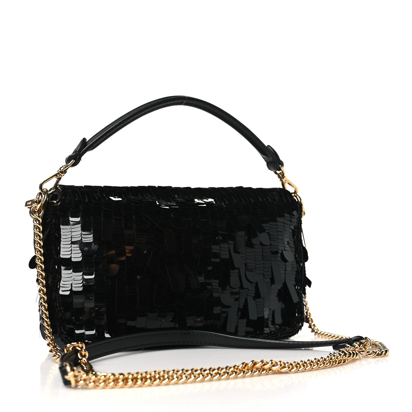 Sequin Paillettes Vitello Grace Sex and the City Mini Baguette Black