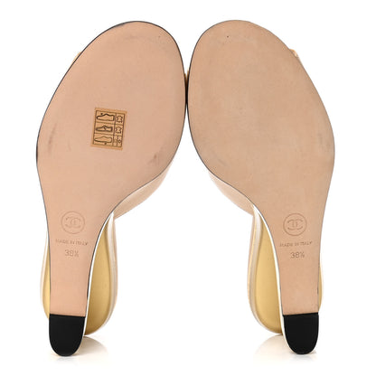 Chanel Lambskin Lucite CC Wedge Mules 38.5 Beige 4 of 5