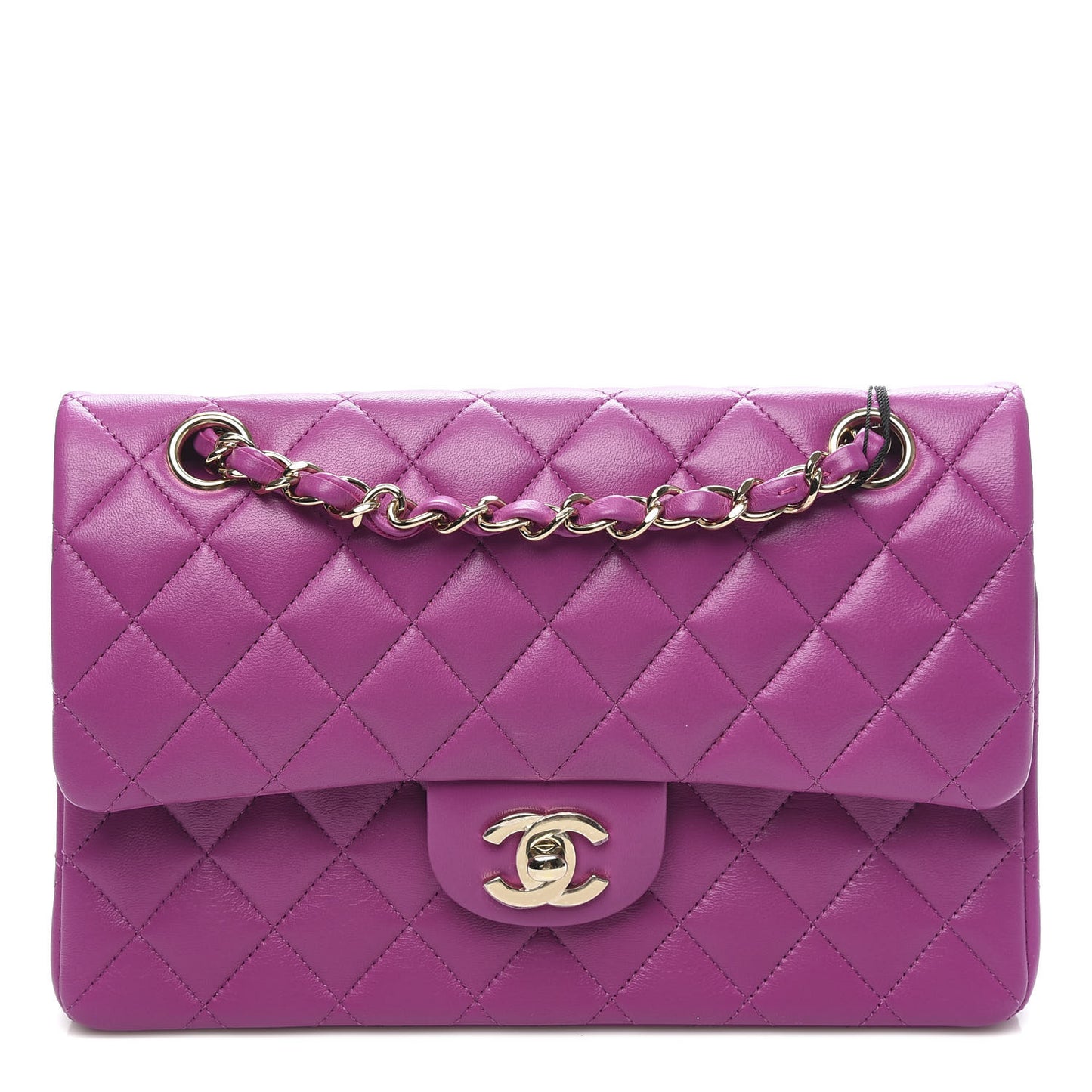 Lambskin Quilted Small Double Flap Purple