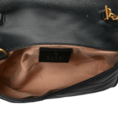 Gucci Calfskin Matelasse Super Mini GG Marmont Shoulder Bag Black 5 of 10