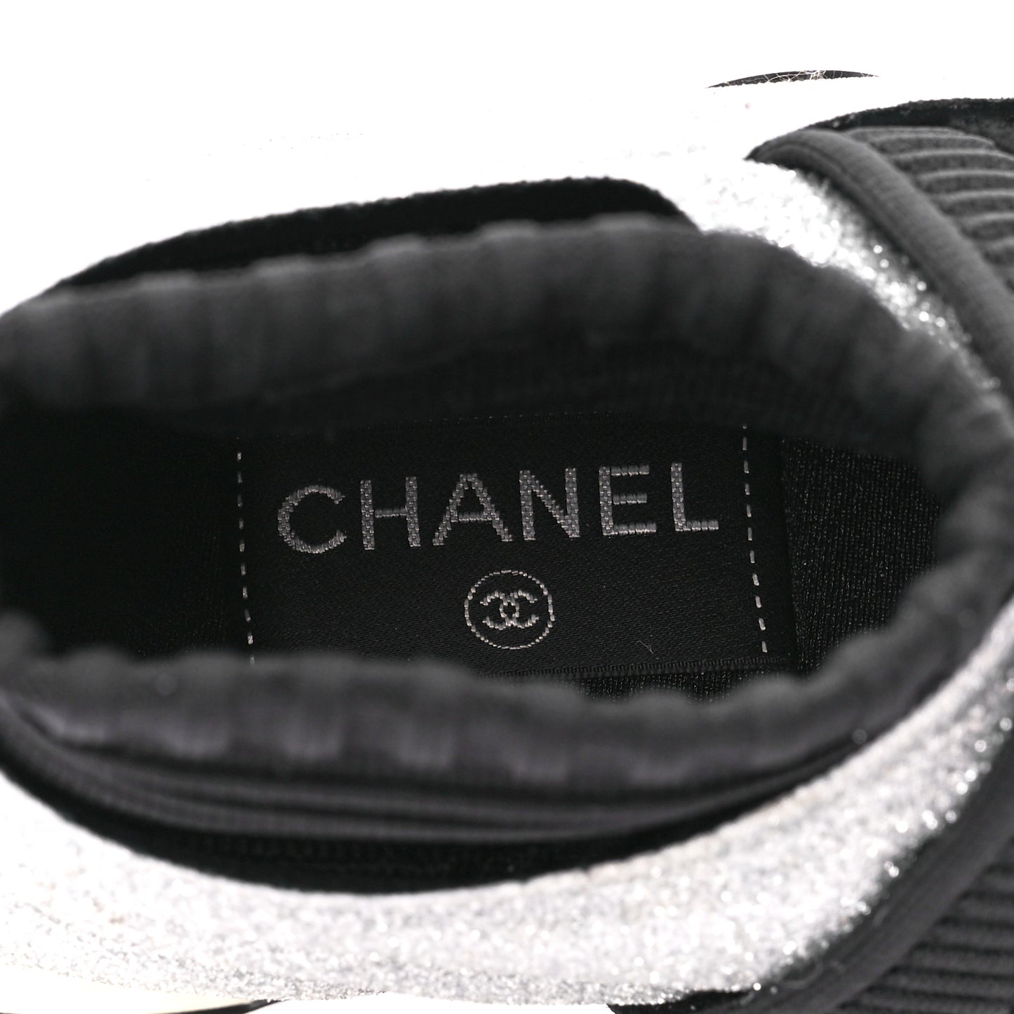 Glitter Stretch Fabric CC Sneakers 35 Black Silver