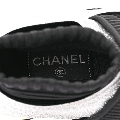 Chanel Glitter Stretch Fabric CC Sneakers 35 Black Silver 7 of 8