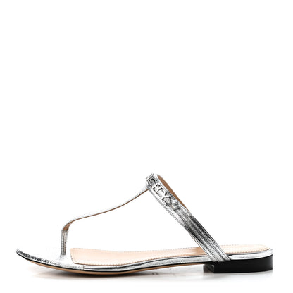 Givenchy Metallic Lizard Embossed Elba Thong Sandals 39.5 Silver 1 of 4