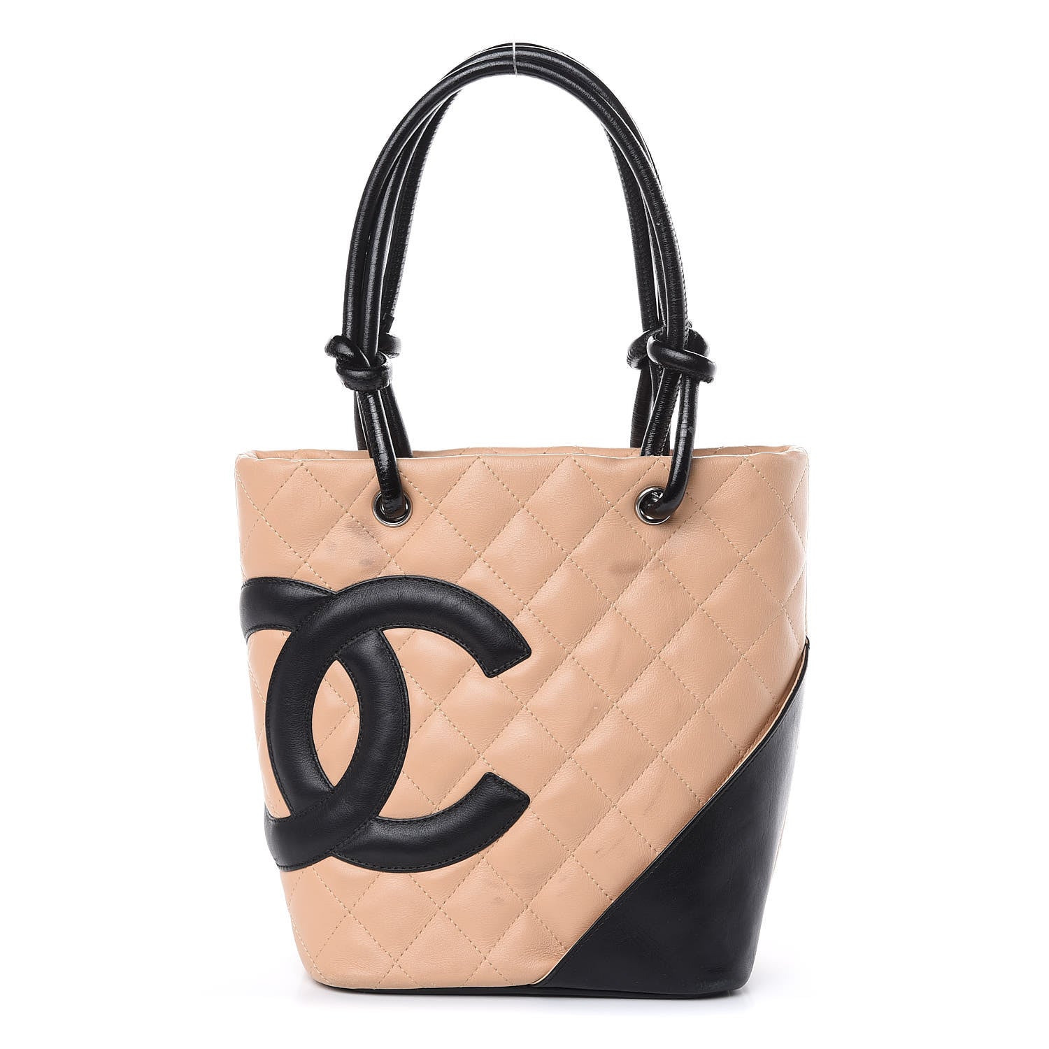 Chanel Calfskin Quilted Small Cambon Tote Beige Black 1 of 15