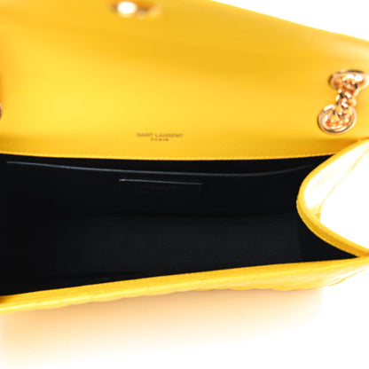 Saint Laurent Grain De Poudre Textured Mixed Matelasse Triquilt Medium Monogram Satchel Mimosa 4 of 8