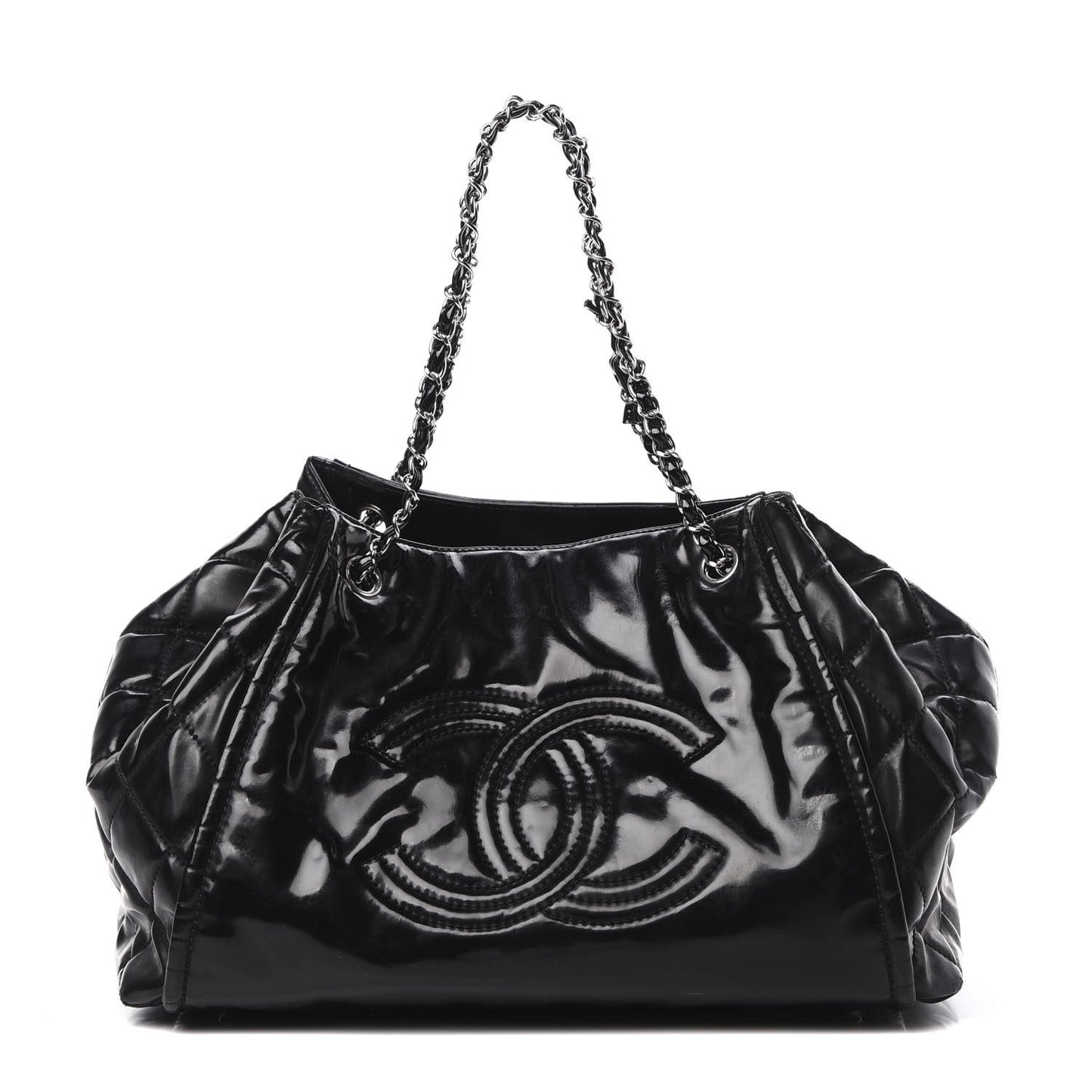 Vinyl Lipstick Ligne Accordion Tote Black