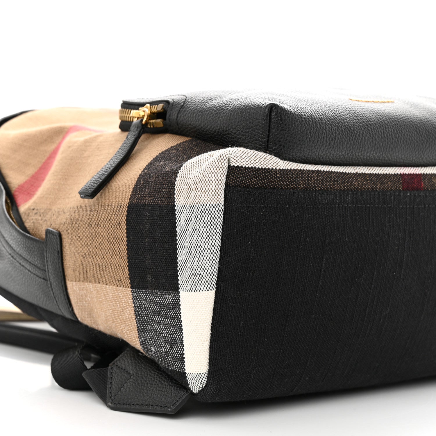 Burberry Mega Check Calfskin Abbeydale Simple Backpack Black Camel 8 of 9