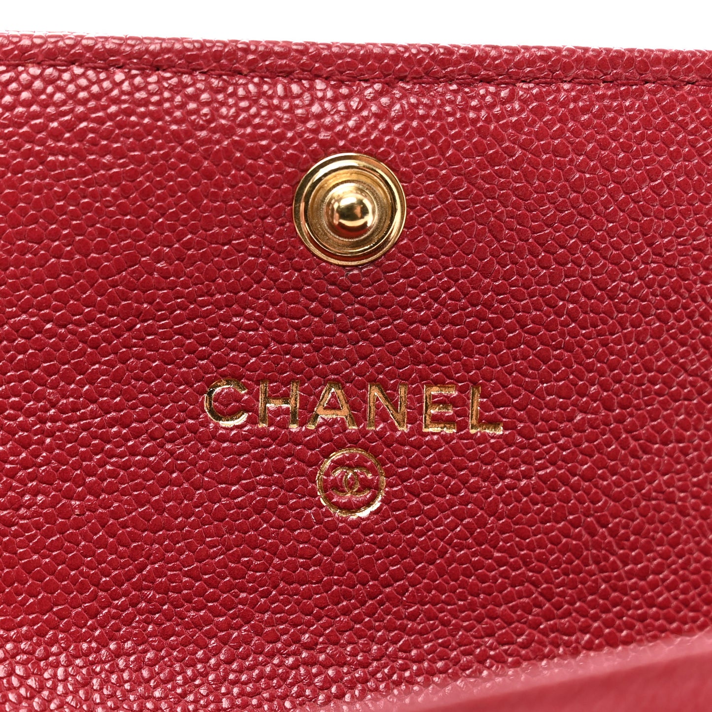 Caviar Quilted Boy Flap Card Holder Wallet Red