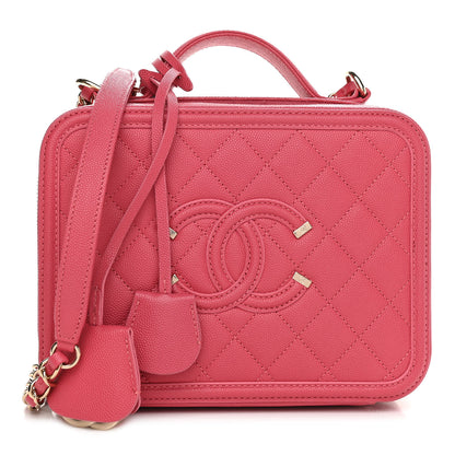 Chanel Caviar Quilted Medium CC Filigree Vanity Case Pink 1 of 10