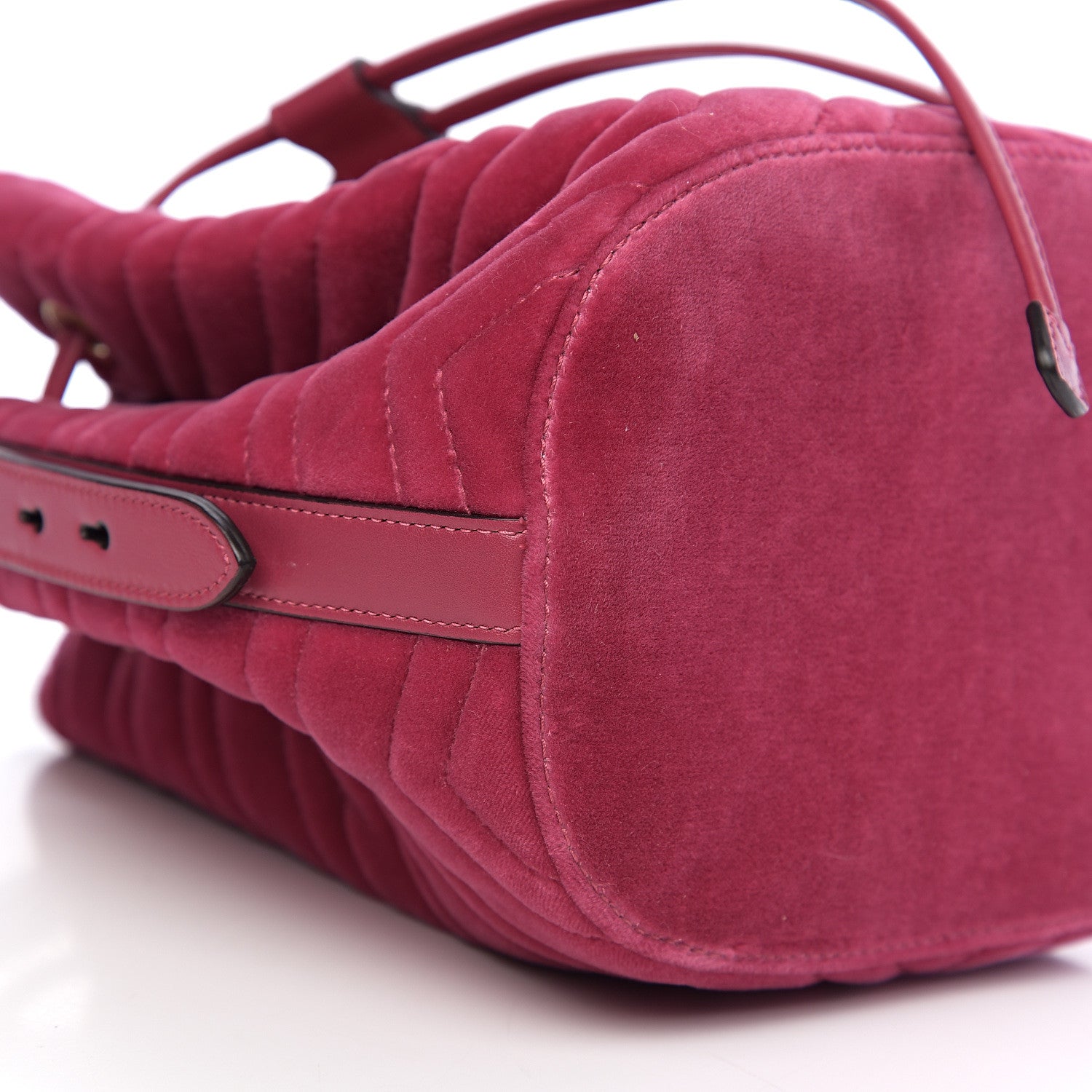 Gucci Velvet Matelasse GG Marmont Bucket Bag Light Raspberry Rose 8 of 9