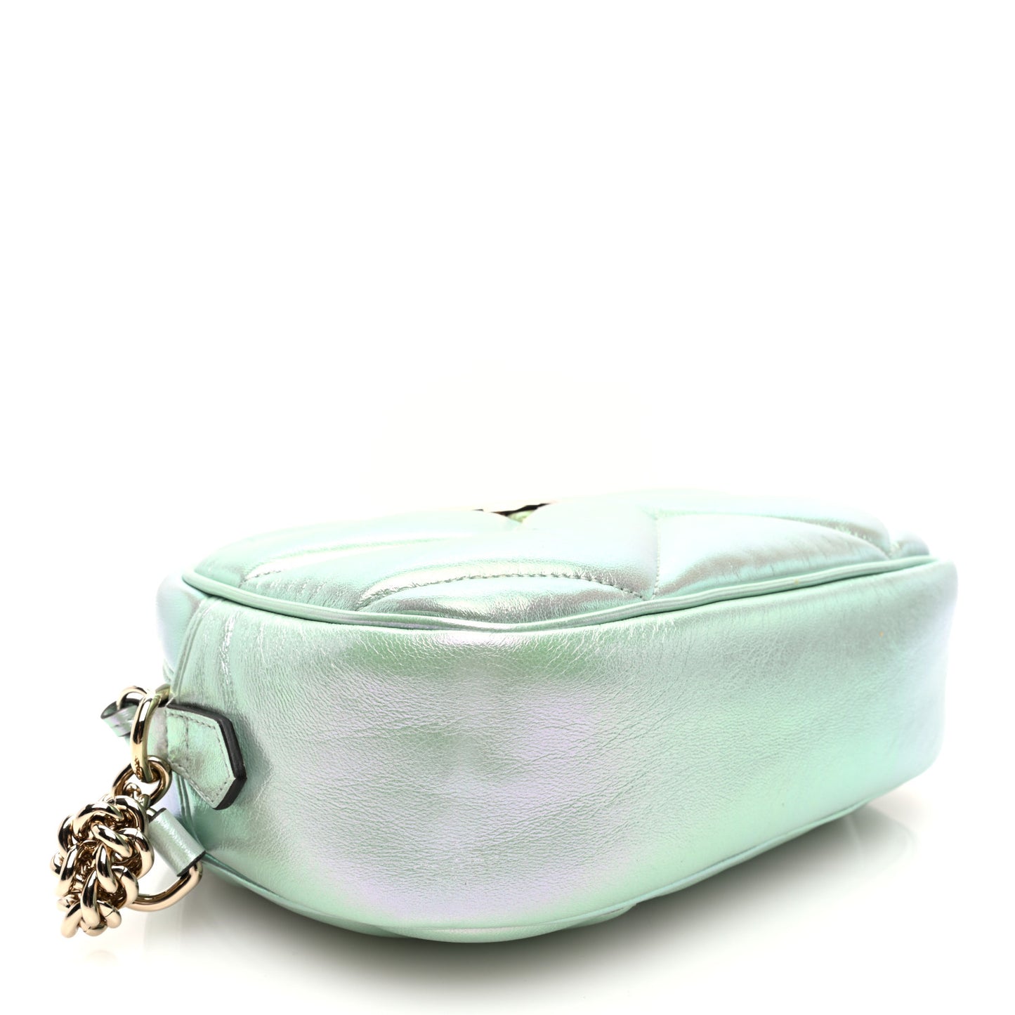 Iridescent Nappa Chevron Matelasse Small GG Marmont Chain Shoulder Bag Iridescent Salvy Green
