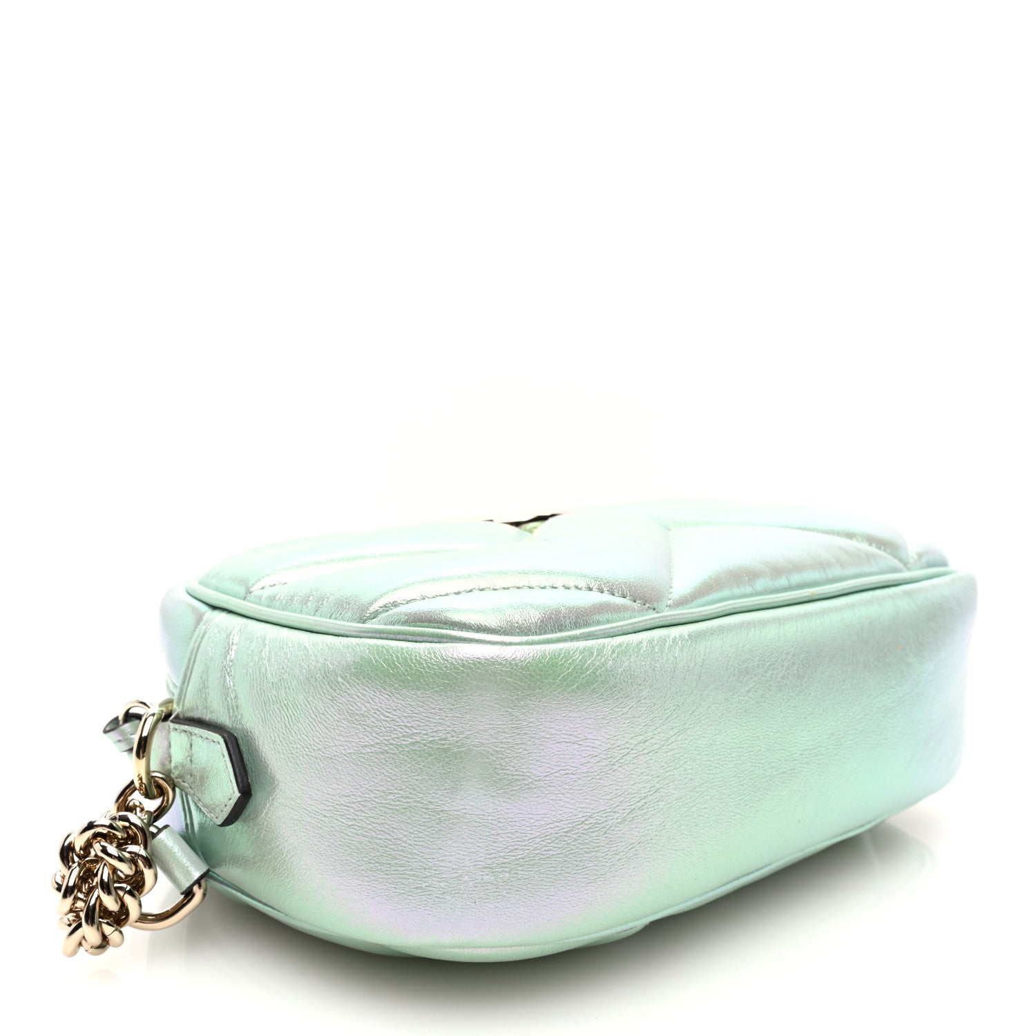 Gucci Iridescent Nappa Chevron Matelasse Small GG Marmont Chain Shoulder Bag Iridescent Salvy Green 4 of 9