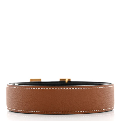 Hermes Box Togo 32mm Martelee H Belt 80 32 Black Gold 2 of 9