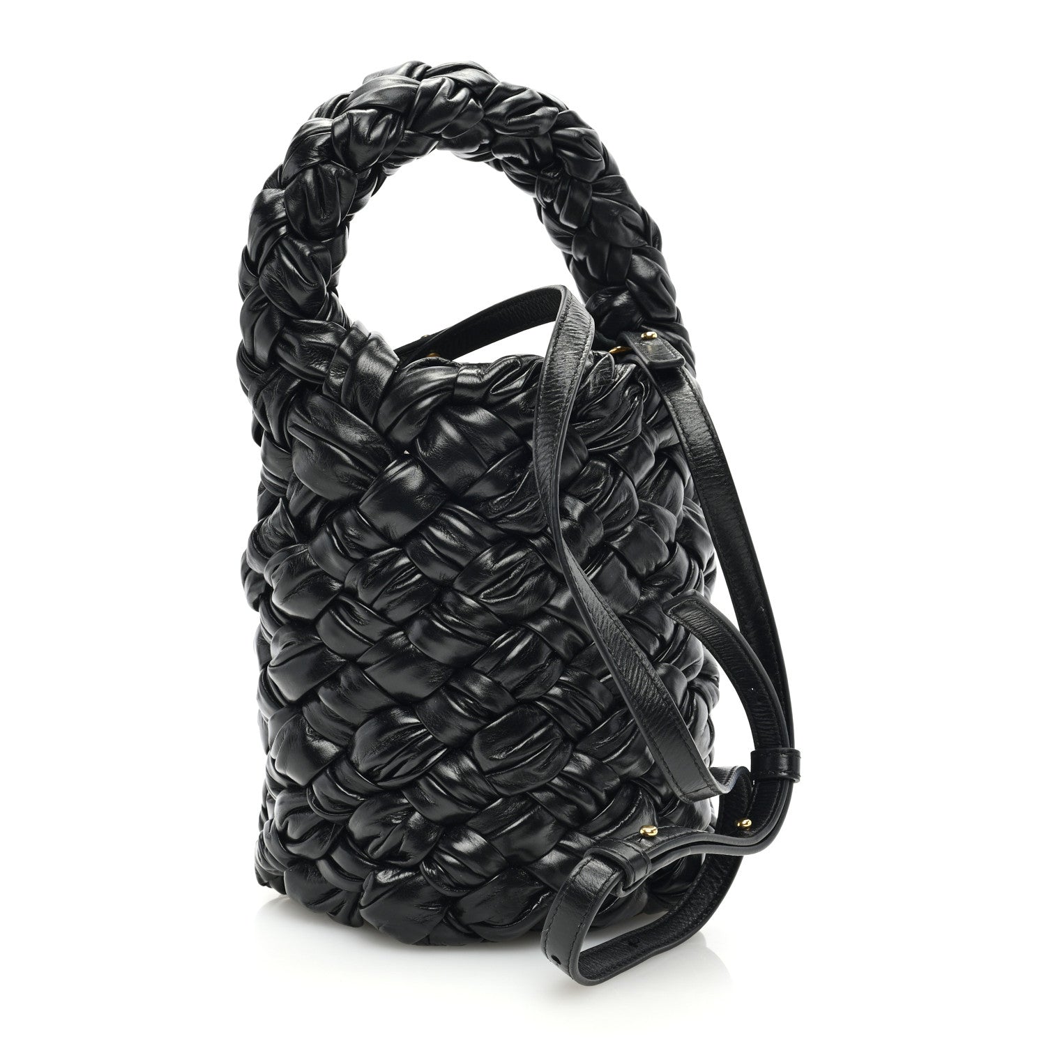 Bottega Veneta Calfskin Intrecciato Kalimero Bucket Bag Black 4 of 10