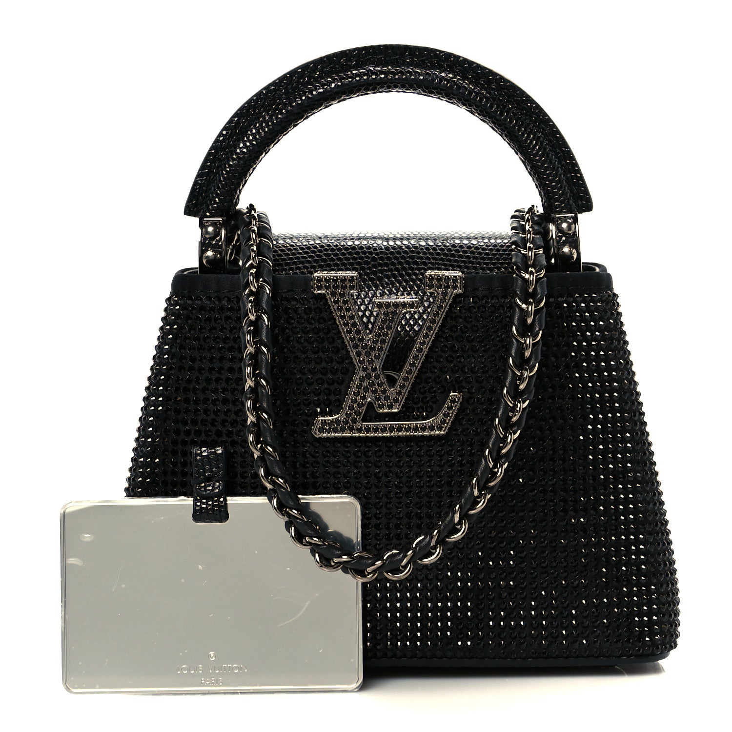 Louis Vuitton Swarovski Crystal Satin Lizard Nano Capucines Black 3 of 10