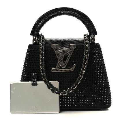 Louis Vuitton Swarovski Crystal Satin Lizard Nano Capucines Black 3 of 10