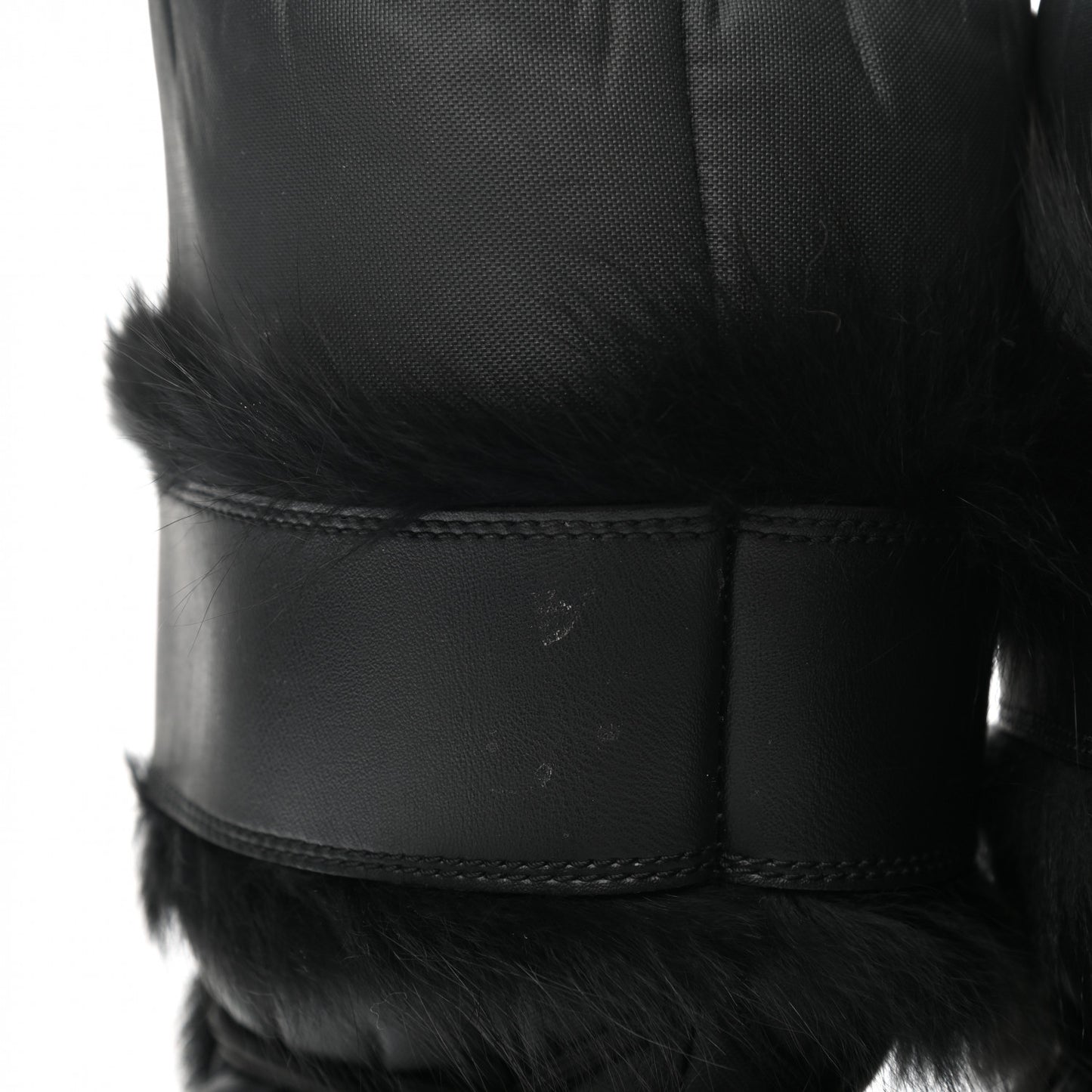 Canvas Calfskin Fur Womens Moon Boots 35-37 Black