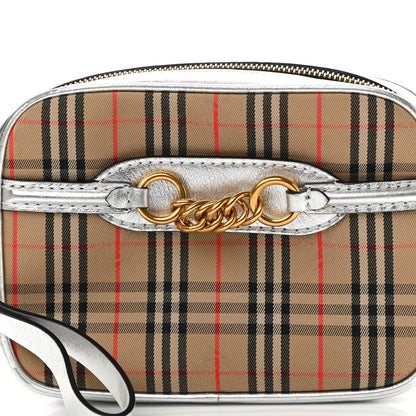 Burberry Metallic Smooth Calfskin 1983 Knight Check Link Bum Bag Silver 7 of 10