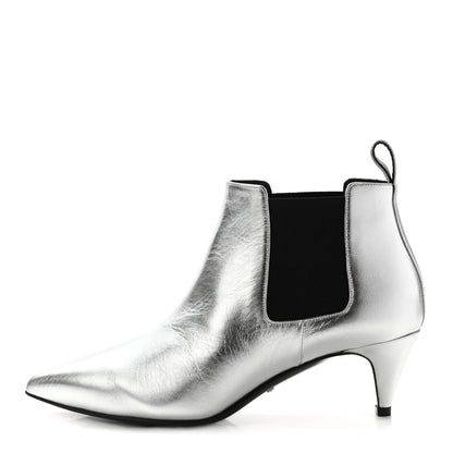 Gucci Nappa Zumi Mid Ankle Boots 38 Silver 1 of 14